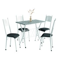 Conjunto de Mesa Sala De Jantar Bruna 1m Com 4 Cadeiras Granito Tubular Artefamol