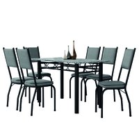 Conjunto Sala De Jantar Mesa Tampo Granito 1,40m Com 6 Cadeiras Diana Artefamol