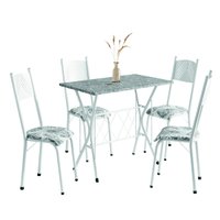 Conjunto de Mesa Sala De Jantar Bruna 1m Com Com 4 Cadeiras Granito Tubular Artefamol
