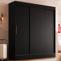 Guarda Roupa Casal Londres com 3 Portas 2 Gavetas 100% Mdf Preto - Doripel Móveis