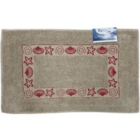Tapete de Banheiro Slim Algodão 40x60cm Conchas Vermelhas