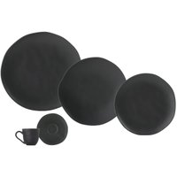 Aparelho de Jantar 30 Peças Orgânico Preto Matte Mesa Posta Porto Brasil 6 Pessoas Pratos e Xícaras
