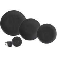 Aparelho de Jantar 30 Peças Orgânico Preto Matte Mesa Posta Porto Brasil 6 Pessoas Pratos e Xícaras