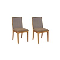 Par de Cadeiras Montadas Kappesberg em Madeira Maciça Lara Cappuccino Tela Chumbo