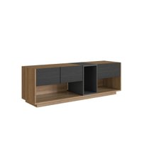 Rack para Tv até 55 Polegadas com 3 Gavetas e 1 Nicho com Iluminação em Led RGB RA8036 Mel e Grafite