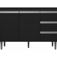 Balcao Para Pia 120 cm 02 Portas Andreia Preto REAJL Moveis