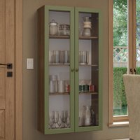 Cristaleira Suspensa 70 cm 2 Portas de Vidro Rustic/Verde Madesa