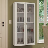 Cristaleira Suspensa 70 cm 2 Portas de Vidro Vik Madesa - Branco