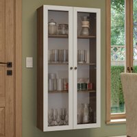 Cristaleira Suspensa 70 cm e 2 Portas de Vidro Rustic/Branco Vik Madesa