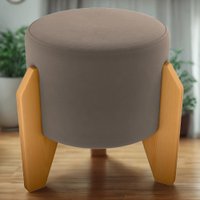 Puff Decorativo Para Sala Luxo 44x44 cm Veludo Marrom Claro Milani Store