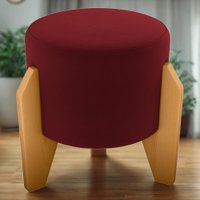 Puff Decorativo Para Sala Luxo 44x44 cm Veludo Vermelho Milani Store