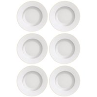 Conjunto 6 Pratos em Porcelana para Pão Tramontina Elisa 17cm Borda Dourada Pão Jantar Almoço