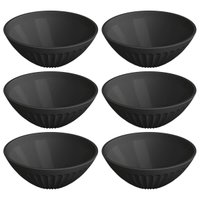 Jogo 6 Tigelas Bowl Plástico 400ml Preto 14x6cm Cumbuca Servir Sobremesas Frutas