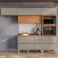 Cozinha Completa Proença 6 Portas 5 Gavetas 100% Mdf Dp2704mf Nogueira/Nude - Demobile