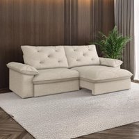 Sofá Retrátil e Reclinável Bipartido Molas Ensacadas 2,60m 4 Lugares Amsterdã Linho Bege Luizzi