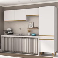 Armário Cozinha Modulada Compacta 252cm 3 Peças Retrô Veneza Multimóveis MP2301