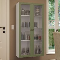 Cristaleira Suspensa 70 cm 2 Portas de Vidro Branco/Verde Vik Madesa B