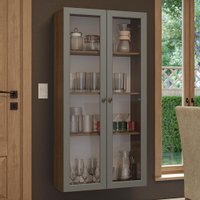 Cristaleira Suspensa 70 cm 2 Portas de Vidro Vik Madesa - Rustic/Cinza