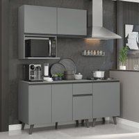 Armário de Cozinha Compacta 180 cm Cinza Nice Madesa 02