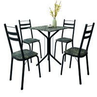 Conjunto De Mesa Sala de Jantar Com 4 Cadeiras Leia Tubular Granito Artefamol