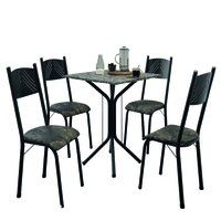 Conjunto de Mesa Sala De Jantar Thais Com 4 Cadeiras Granito Tubular Artefamol