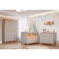 Quarto Infantil Completo Biscoito 3 Peças (Guarda Roupa+Berço+Cômoda) QI106 Fendi/Nature - Permóbili Baby