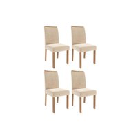 Cadeira Sala de Jantar Clarice Wood Kit 4 Un Carvalho/Suede Nude Bege - Cimol