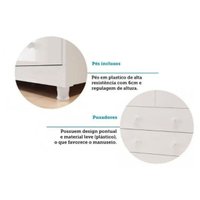 Quarto Infantil Completo Elô 4 Peças (1GuardaRoupa+1Berço+1Cômoda+1Complemento) QI117 Branco/Amendoa - Peroba