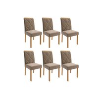 Cadeira Sala de Jantar Fernanda Wood Kit 6 Un Carvalho/Suede Joli Capuccino - Cimol