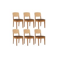 Cadeira Sala de Jantar Havana Premium Kit 6 Un Naturalle/Suede Marrom - Rufato