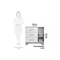 Quarto Infantil Completo Popy 3 Peças (1GuardaRoupa+1Berço+1Cômoda) QI111 Branco/Amendoa - Peroba