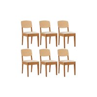 Cadeira Sala de Jantar Havana Premium Kit 6 Un Naturalle/Suede Creme - Rufato