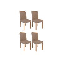 Cadeira Sala de Jantar Fernanda Wood Kit 4 Un Carvalho/Linho Bege - Cimol
