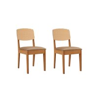 Cadeira Sala de Jantar Havana Premium Kit 2 Un Naturalle/Linho Bege Turim/Pintura Tela - Rufato