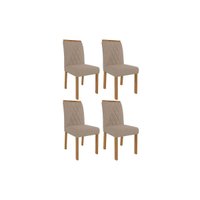 Cadeira Sala de Jantar Juliana Wood Kit 4 Un Carvalho/Linho Bege - Cimol
