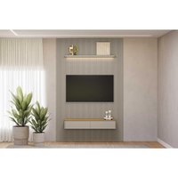 Home p/ TV até 75 Pol Modular 1.8 Ripado c/ 2 Portas 1 Prat. 180x250cm Tauari/Gris Fosco - Linea Brasil