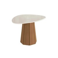 Base Mesa de Jantar Jade c/ Tampo Madeirado c/ Vidro 135x105cm Canela/Vidro Off White - Kappesberg