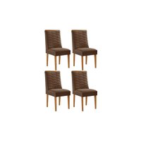Cadeira Sala de Jantar Maldivas Kit 4 Un Naturalle/Suede Marrom - Rufato