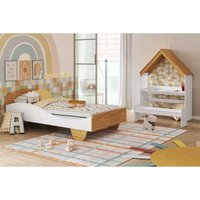 Quarto Infantil Completo 2 Peças (Cama+Escrivaninha) Branco/Amendoa - Peroba