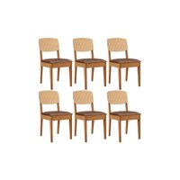 Cadeira Sala de Jantar Havana Premium Kit 6 Un Naturalle/Corano Capuccino - Rufato