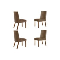Cadeira Sala de Jantar Dakota Kit 4 Un Naturalle/Suede Capuccino - Rufato