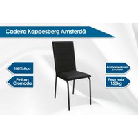 Sala de Jantar Completa Sena c/ Tampo de Madeira 1.60cm + 6 Cadeiras Amsterdã Niquel/Corano Bege - Kappesberg