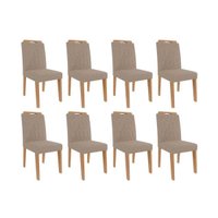 Cadeira Sala de Jantar Paola Wood Kit 8 Un Carvalho/Linho Bege - Cimol