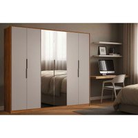 Guarda Roupa Casal 6 Portas (2 c/ Espelho) e 6 Gavetas Atrice Nogueira Touch/Nude Prime - Demóbile