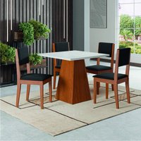 Conjunto Sala de Jantar Mesa Quadrada Com 4 Cadeiras Trento Dobuê - Madeirado / Preto