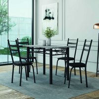 Conjunto De Mesa Sala de Jantar Com 4 Cadeiras Leia Tubular Granito 1,20m Artefamol - Preto