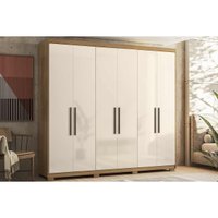 Guarda Roupa Casal Com 6 Portas e 4 Gavetas c/ Pés Venice Amendola/Off White - Demóbile