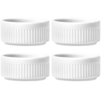 4 Tigelas Ramekins Porcelana Branca Médio Canelado Germer Creme Molho