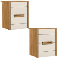Kit 2 Mesas de Cabeceira Dhara 2 Gavetas 51 cm Freijo Off White Moval