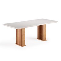Mesa Sala de Jantar Tampo com Vidro Mond 2m Madeirado/Off White Viero